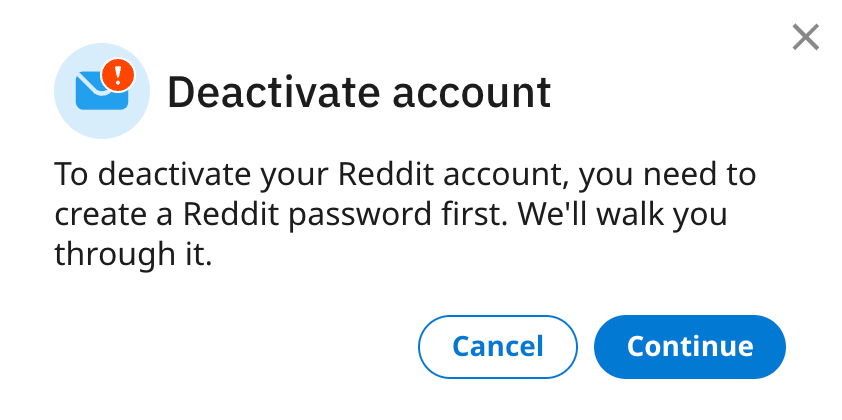 confirm reddit deactivation
