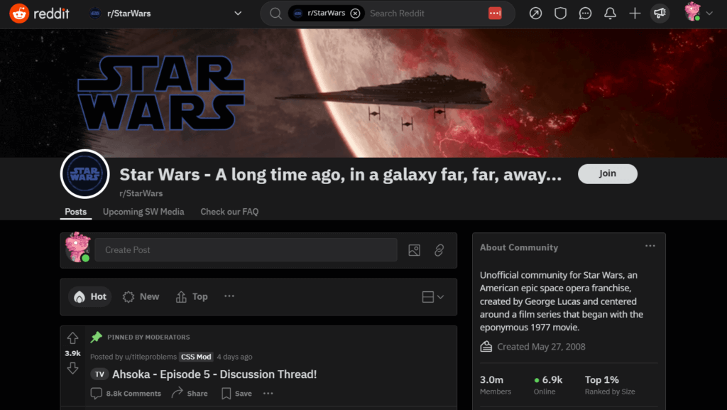 star wars subreddit theme