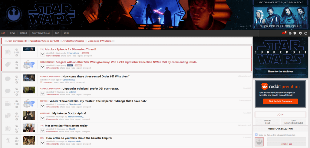 starwars theme for old reddit theme