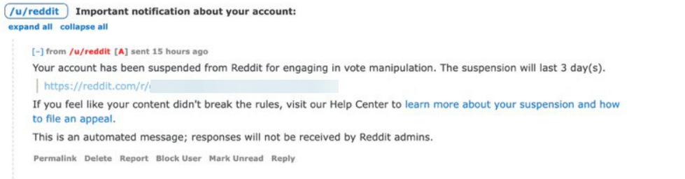 reddit vote manipulation ban