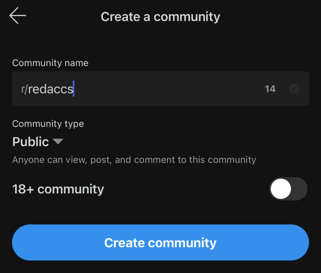 creating subreddits on mobile