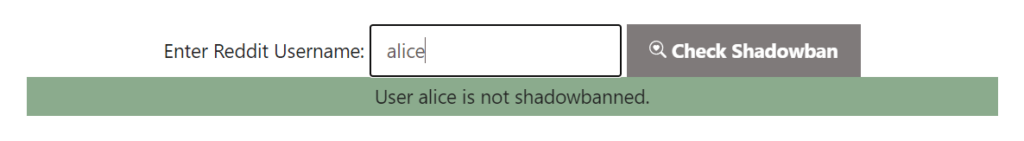 shadowban tester result