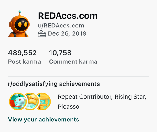 Reddit account details A Reddit account details (karma and achievements)